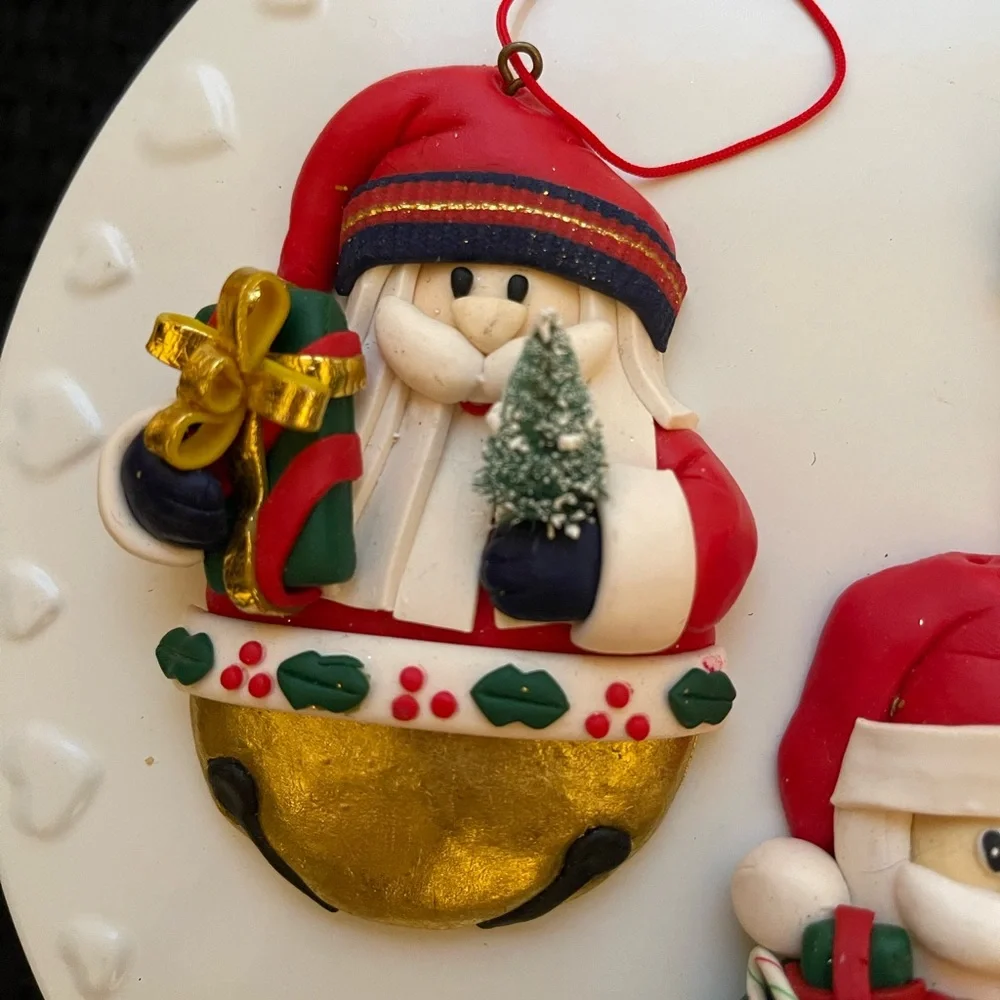 Vintage Clay Dough Set Of 3‎ Christmas Ornaments